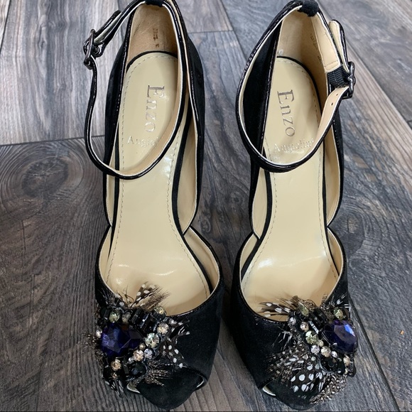 Enzo Angiolini Pumps Sz 8 Black Jewel High Heels - Picture 2 of 3